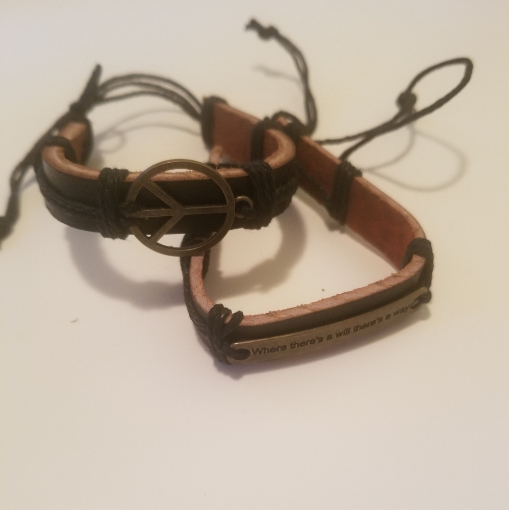 Inspirational leather bracelets